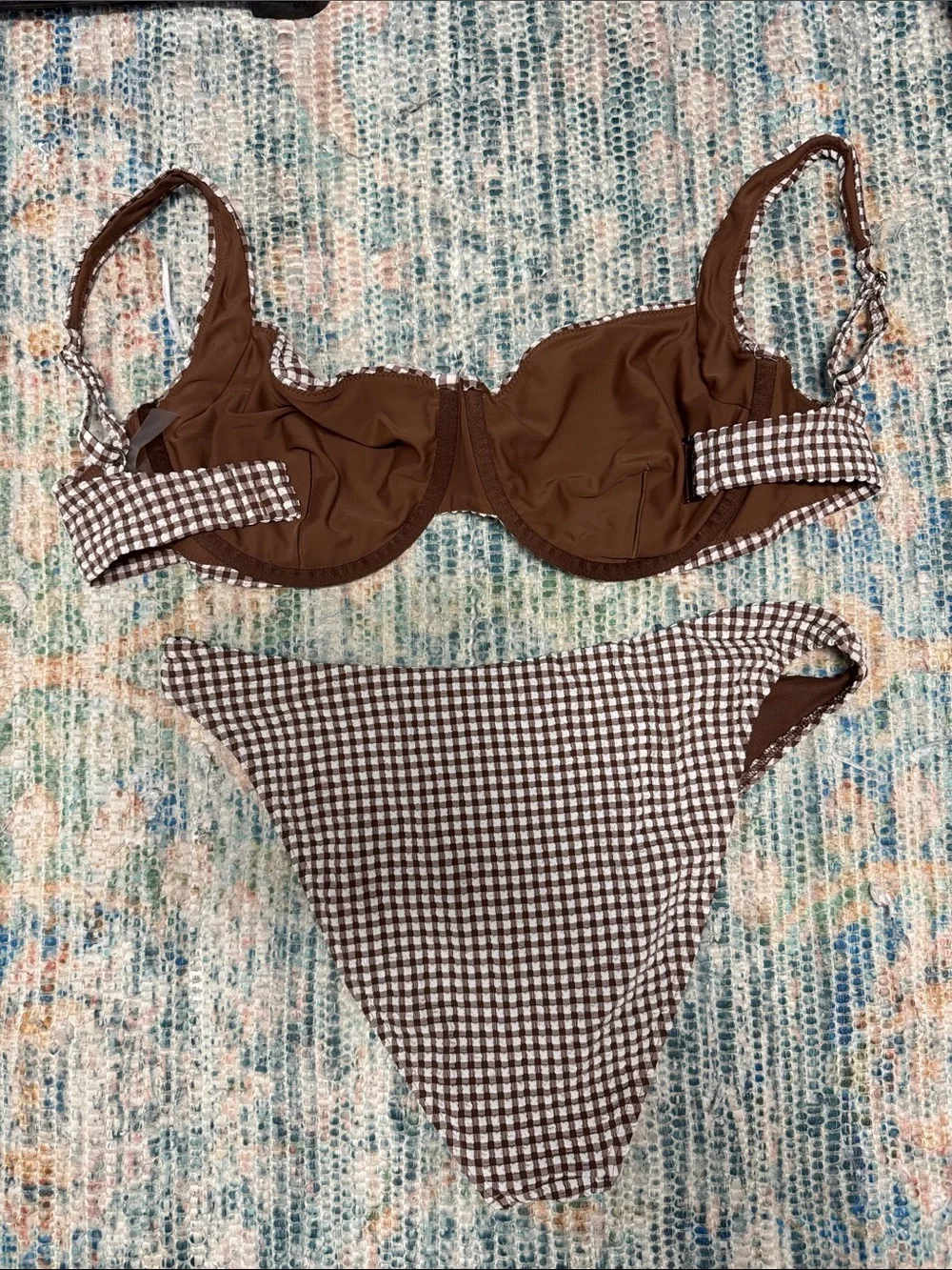 Abercrombie & Fitch Curve Love, Brown and White Gingham Bikini Set - Picture 3 of 3